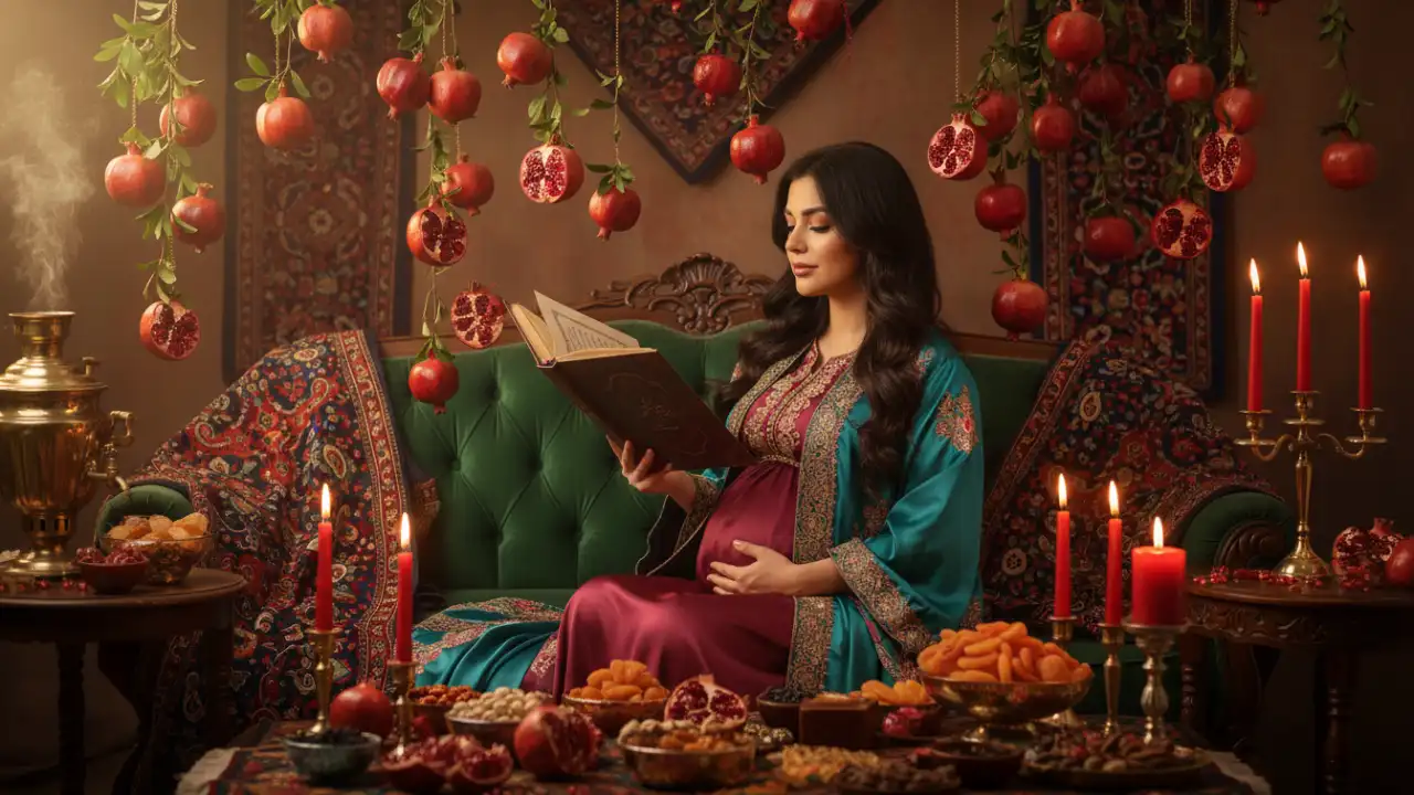 ژست عکس بارداری یلدایی