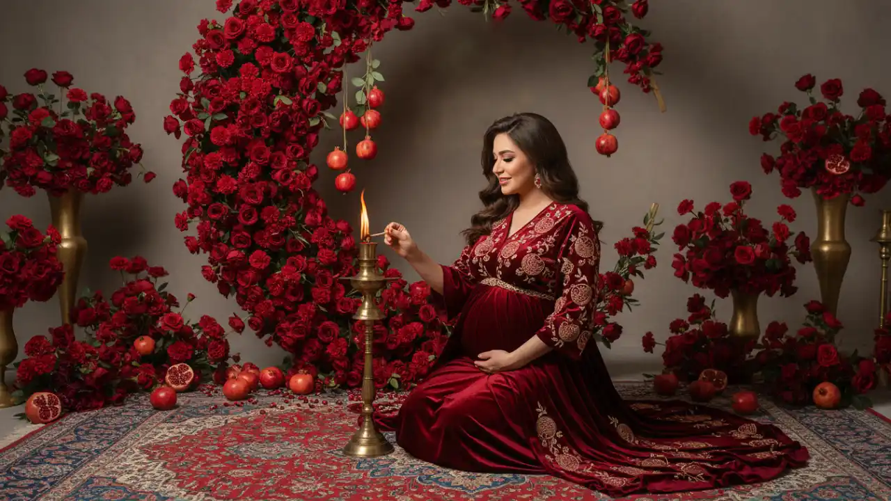 عکس بارداری با تم‌ یلدایی