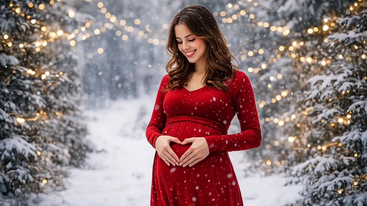 ایده‌ی عکس‌های بارداری با تم زمستان