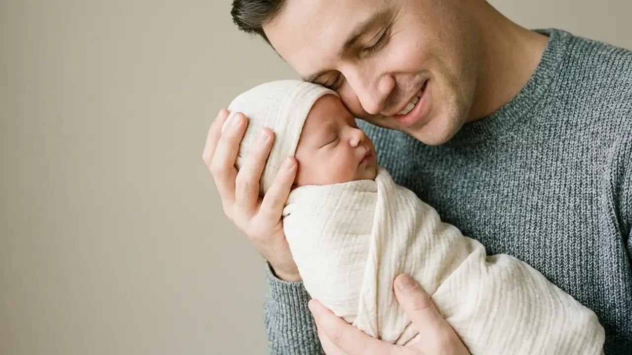 ایده عکس نوزاد پسر با پدر در آتلیه 