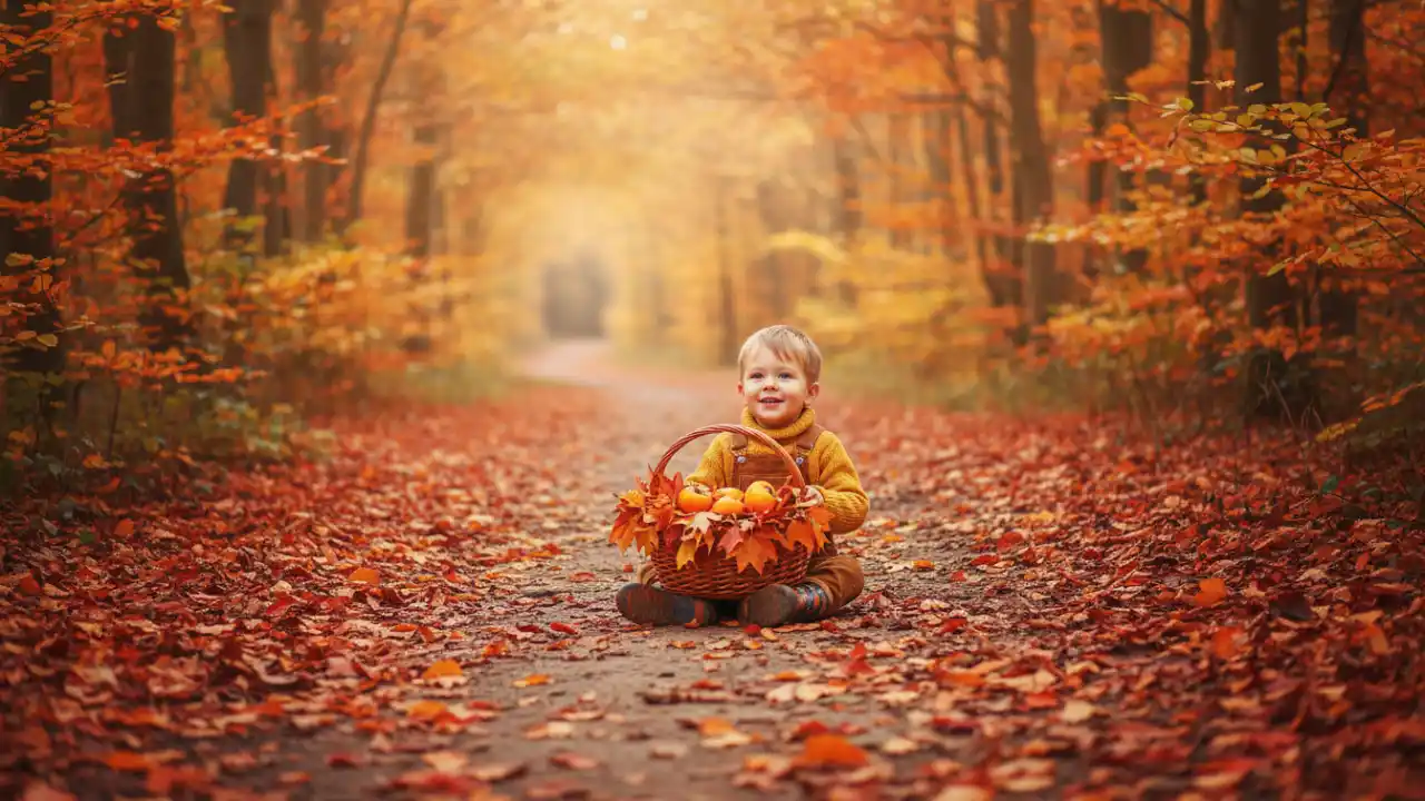 Child photo pose in nature