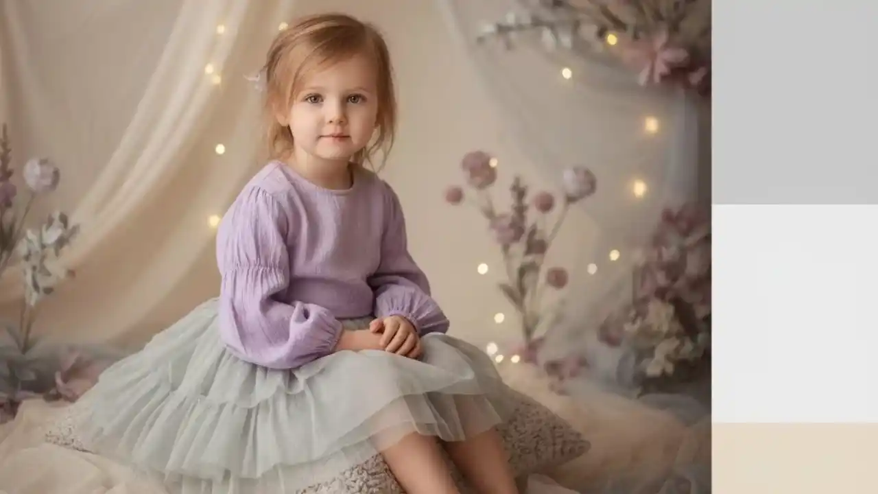 ایده‌ی استایل ظریف و فانتزی (یاسی + طوسی + سفید)