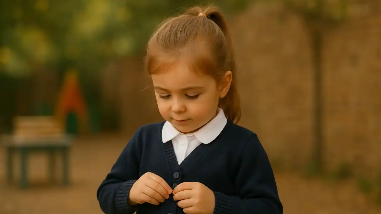 ژست بازی با دکمه‌های لباس فرم