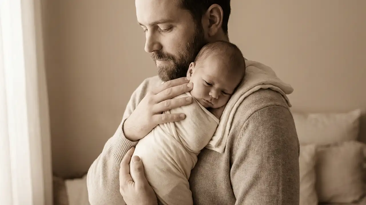 ایده‌ی نوزاد روی شانه‌ی پدر