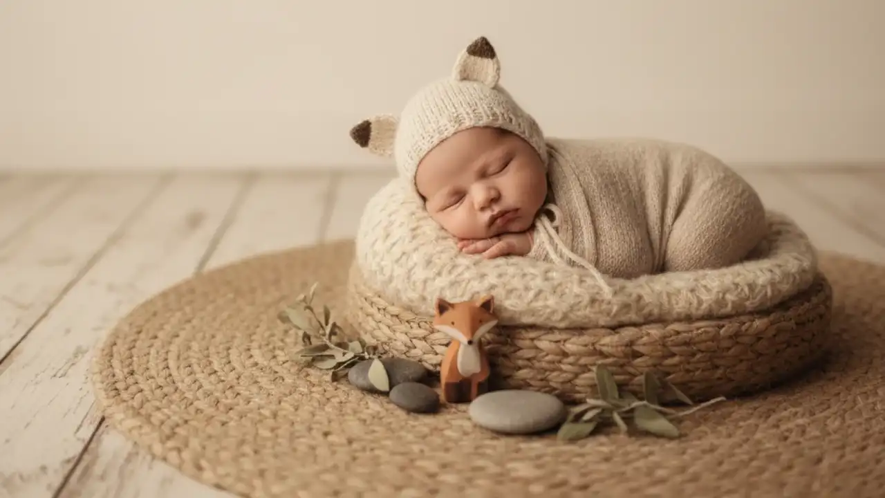 ایده عکاسی نوزاد در آتلیه با تم حیوانات