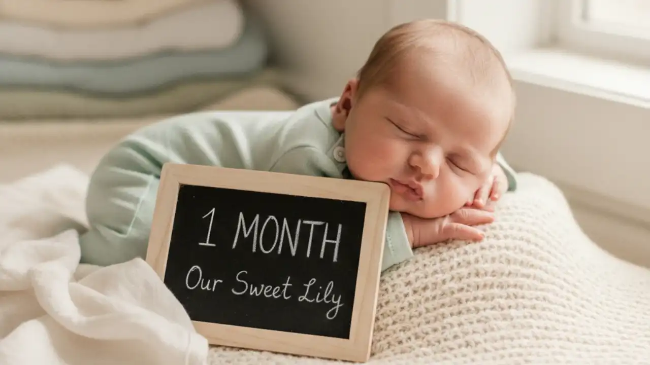 عکس ماهگرد نوزاد  با تخته سیاه