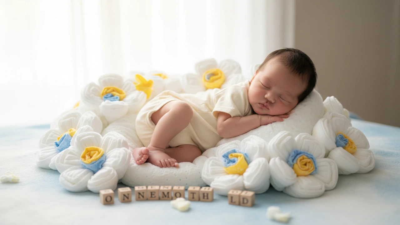 ایده عکس ماهگرد نوزاد با پوشک